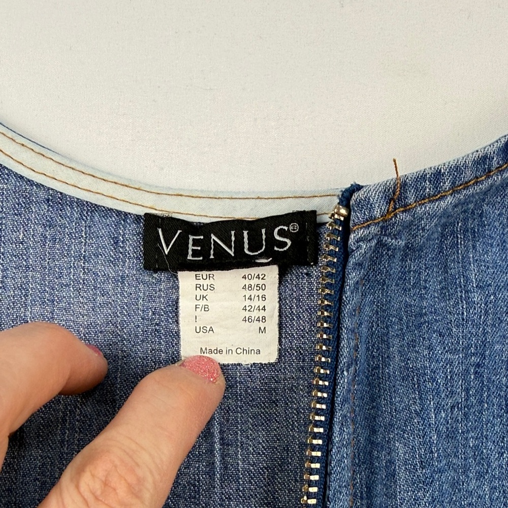 VENUS Denim Zip Front Dress Size M Cotton Blend - Picture 5 of 6
